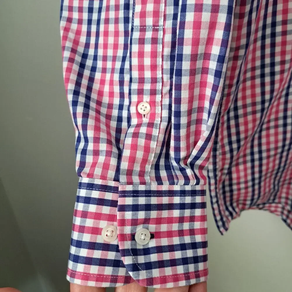 Izod Men's Quick Dry Regular Fit Long Sleeve Button Down Multicolor Plaid Shirt - Picture 3 of 6